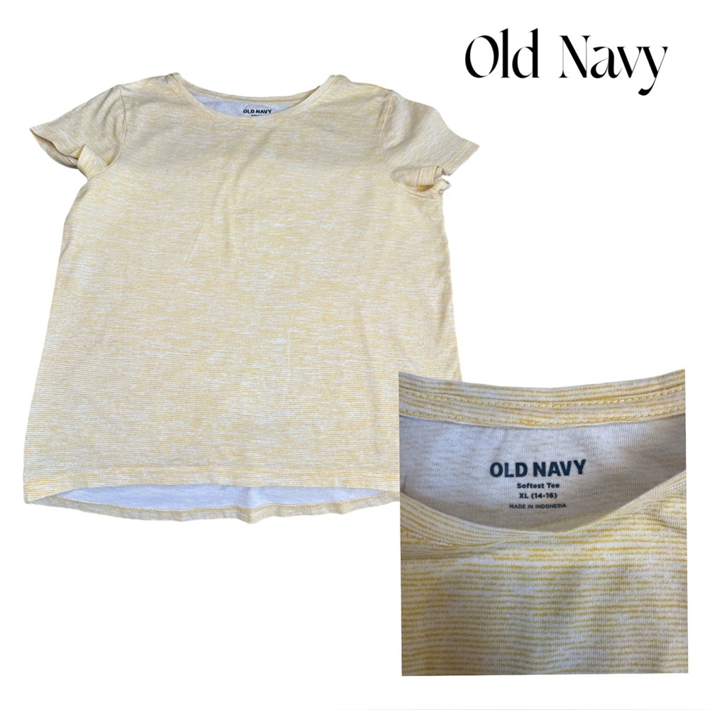 Old Navy Softest Tee girls Yellow striped T-Shirt 14/16 XL